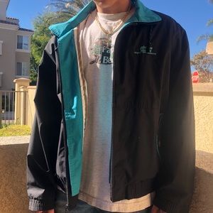 Black/teal 90’s windbreaker